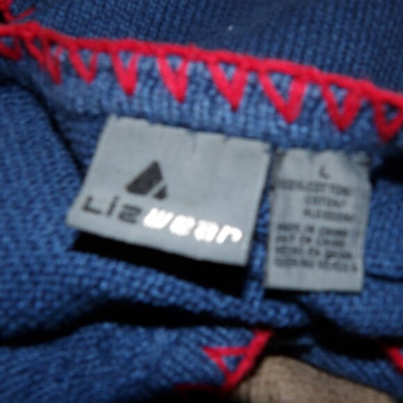 Share Blue Beaded Southwestern Vest Liz Wear Size Large Vintage - Picture 4 of 4